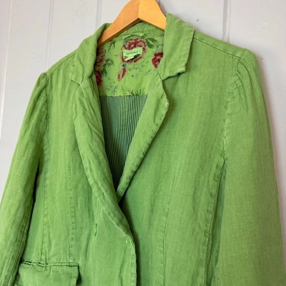 Sundance Oaklee Linen Blazer in Green Tea Size Button Front XL - Picture 4 of 16